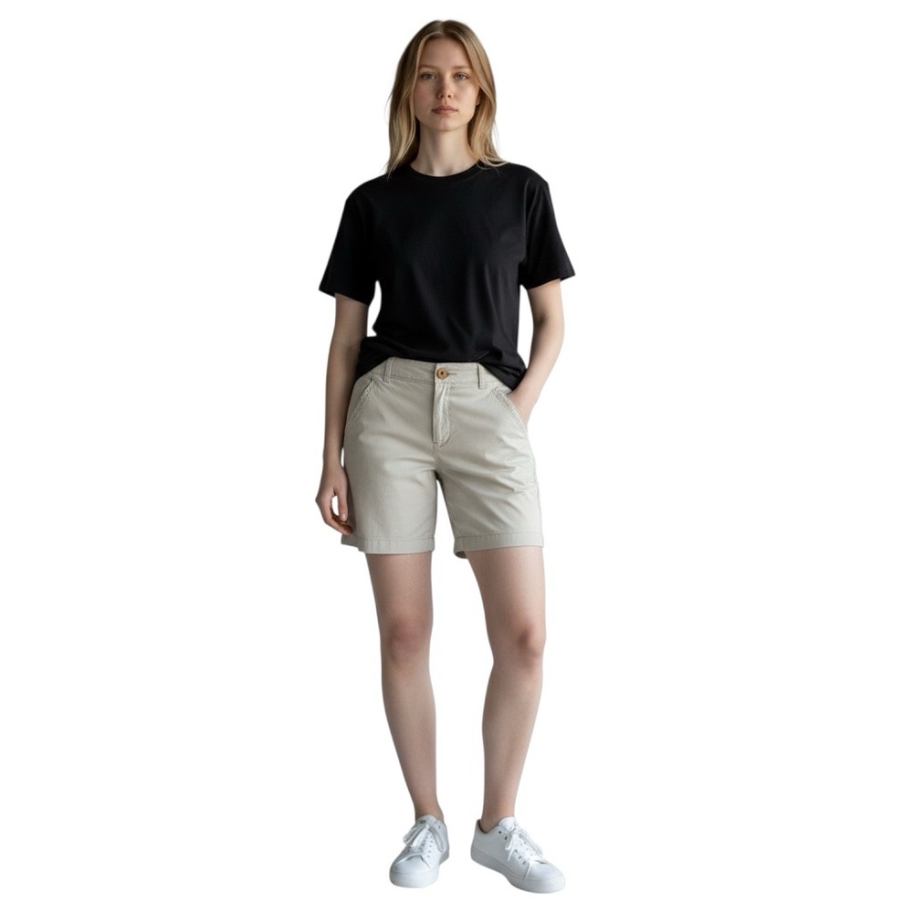 Dockers Solid Tan Brown Khaki Mid Rise Casual Bermuda Cargo Shorts Size 10R